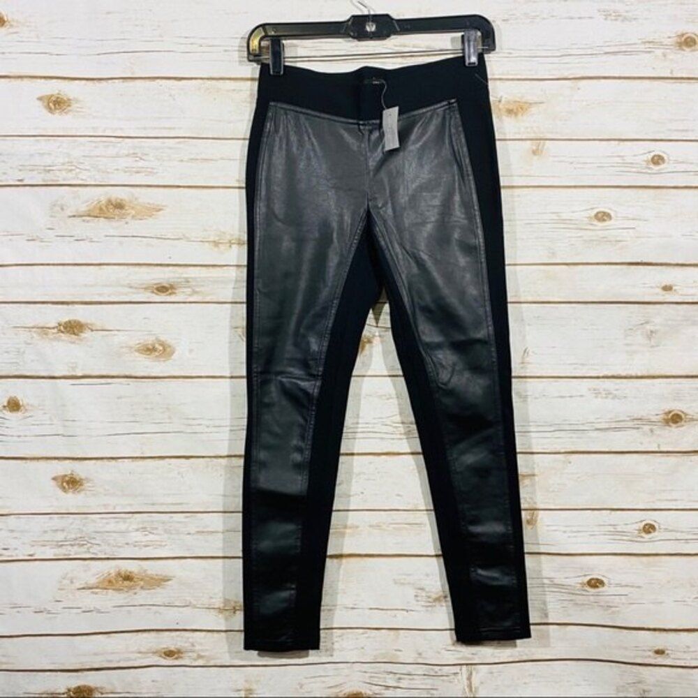Ann Taylor Leather Look Women's Pull On Elastic Waist Skinny Pants Black Size XS